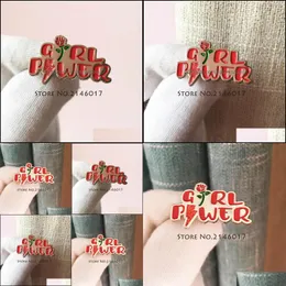 Pins broszki 10pcs dziewczyna moc żeńska broszka brocze miękka emalia klapa brokat bratge czerwona róża feminizm kobiet feministyczny motywatio dhnfl