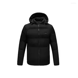 Men's Down Winter Men Jacket Keep Warm Smart Thermostat USB Heating Jackets Hooded Casual Clothing 2023 Fashion Cf80