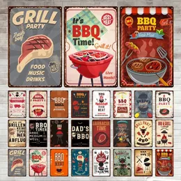 BBQ Vintage Tin znak żywności Metalowy znak dekoracyjny tablica dekoracje ścian kuchnia man man jaskini taras plażowy klubowy dekoracje ścienne Znaki niestandardowe Znaki na zewnątrz metalowy rozmiar 30x20 W01