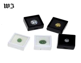 Hela ädelstenar Diamonds Box Loose Diamond Jewely Display Case Holder Gem Show Storage Container Plastic White Black 2109145218153