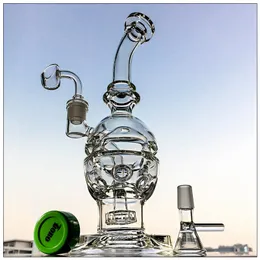 Hookahs suíço 9 polegadas Faberge ovo 14mm articulação fêmea de vidro transparente Recycler Water Tubos de água de chuveiro exclusivo por óleo