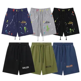 Galeria de designers de shorts masculinos Deption shorts esportes casuais 2023sss tinta-jato de algodão pintado à mão shorts soltos shorts estampados clássicos calças esportivas de malha esportiva