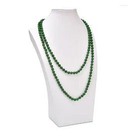 Chains Size For 8mm Natural Dark Green 2rows Semiprecious Malay Jasper Necklace Your Families 50inch H03