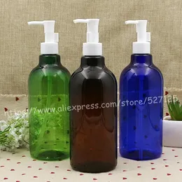 Bottiglie di stoccaggio Bottiglia in PET con spalla inclinata da 500 ml con pompa bianca. Lozione/lavaggio a mano/shampoo/idratante/acqua per il viso