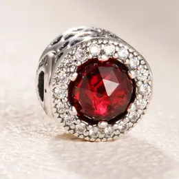 Perle aus 925er-Sterlingsilber, Essence PASSION, rote CZ-Perle, passt nur für europäische Schmuck-Charm-Armbänder im Pandora-Essence-Stil