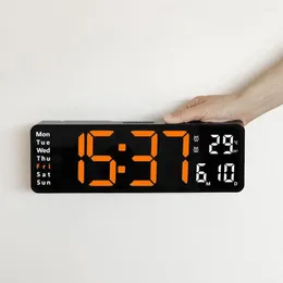 Настенные часы светодиодные часы гостиная USB 13 дюйма 32x10.5x3cm цифровой сигнал тревоги на рабочем столе зеркало домашний декор зеркало