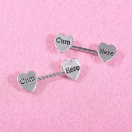 Moda seksi mektup kalp meme ucu yüzüğü paslanmaz çelik dilleri bar gövdesi piercing takı kadınlar için hediye ve kumlu