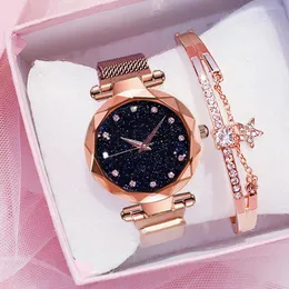 Zegarek 2023 luksusowe diamentowe zegarki dla kobiet magnetyczne gwiaździste niebo zegar samica kwarcowa zegarek Relogio feminino Zegarek Damsk