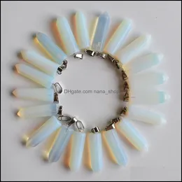 Charms Glass Opal Hexagonal Pillar Pendum Stone Handmade Sier Color Pingents para jóias Fazendo entrega de entrega por atacado Conclusões Comp dh8tk