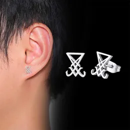 Charm Vnox Men Lucifer and Satan Stud Earrings for Women Black and Color Stainless Steel Unisex Jewelry brincos masculinos G230307