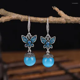 Kolczyki Dangle Osobowość OPAL RETRO dla kobiet Butterfly Diamante Temperament Biżuteria w stylu etnicznym