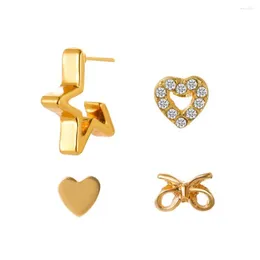 Stud Earrings Boutique Korean Alloy Love Bow Star Fashion Women Hip Hop Style 4-piece Jewelry Wholesale