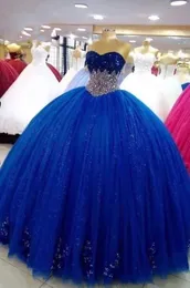Quinceanera Dresses Princess Sweetheart Crystal Royal Blue Ball Abito con allacciato plus size dolce 16 debuttante festa di compleanno Vestitidos de 15 anos 20