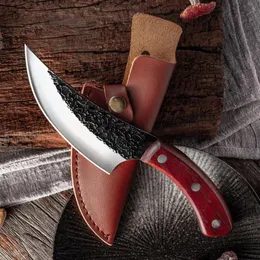 Högkolstål smidd handgjorda kökskockknivar skarvar klyvare skiva boning paring kniv utomhus camping kniv matlagningsverktyg wi237p