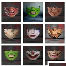 Party Masks Design Halloween Cosplay Washable Joker Face Mask Digital Printing Skl Protection Cotton Drop Delivery Home Garden Festi Dhia2