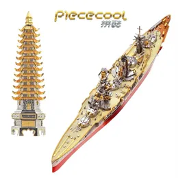 Specool 3d Metal Puzzle Fuso 전함 Wenchang 타워 빌딩 모델 DIY 3D 레이저 컷 조립 직소 장난감 선물 선물 Y2266N