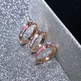 밴드 반지는 Yun Ruo Mosaic Big Zircon Natural Shell Wedding Ring Rose Gold Color Woman Gift Fashion 316 L Titanium Steel Jewelry Never Fade AA230306