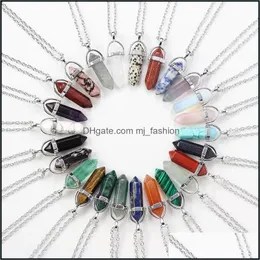 Подвесные ожерелья гексагональное цилиндрическое хрустальное ожерелье Натуральный камень для женщин Мужчины модные ювелирные изделия. Поручили поставки DHVMC
