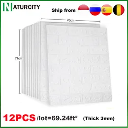 Wall Stickers NATURCITY Self Adhesive 3D Bedroom Waterproof Foam Brick Room paper Decor Living Sticker For Kids 230307