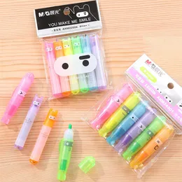 Highlighters 6pcsbag Highlighter Colored Marker Pens Mini Design Målning Graffiti Marker Highlighters for School Stationery J230302