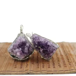 Pendant Necklaces Druzy Fashion Wedding Purple Crystalnecklace For Women Rose-Color Cubic Square Shape Vintage Jewelry