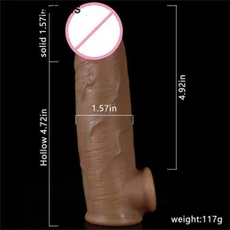 Adult Toys Massager Semen Lock Ring Penis Sleeve Extend 5cm Thicken 1cm Soft Silicone Extension Increase Rings Ejaculation Delay Toy