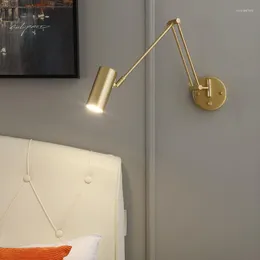 Wandleuchten Moderne Knopfschalter Schlafzimmer Leselampe Dimmen Klappbare Wippleuchten Arbeitszimmer LED-Beleuchtung