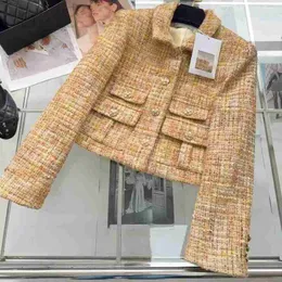 Kurtki damskie projektant Nowy 2023 Spring marki mody High-end Autumn Winter łańcuchy tweed płaszcza płaszcza kardigan Dzień matki 2kpa