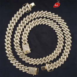 Vendita di gioielli hip-hop Ice Out Catena cubana placcata in oro Bracciale Moissanite Catene a maglie cubane in argento