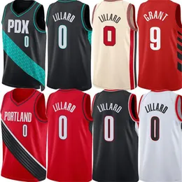 POR Custom Damian 0 Lillard Baskettröjor Trai Blazer Herr Anfernee Simons Jerami Grant Jusuf Nurkic Justise Cam Reddish Winslow Little