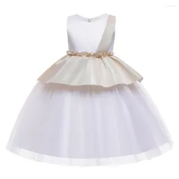 女の子のドレスTutu Tulle Kids BridemaidWeddid for Children White First Onmion Ball Gownsエレガントな女の子のブティックパーティーウェア