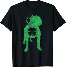 Magliette da uomo T-shirt irlandese St. Patrick's Day Dog Pit Bull Shamrock Clover