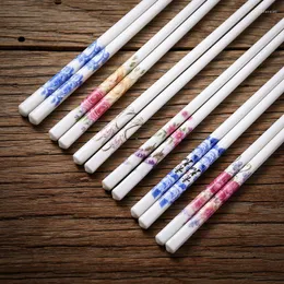 Chopsticks 2023 تصميم 10pair/مجموعة الأزرق الأزرق والأبيض من الخزف البيئي أدوات المائدة الصينية