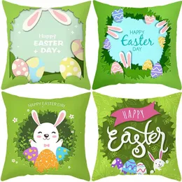 Wesołych Cuzyjnych Pokryty Wielkanocnej Dekoracja króliczka Phollase Rabbit Egg Poliester Rzut Pillow Case Cover RRA5170