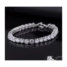 Biżuteria modne kryształy kobiety bransoletki 925 Sterling Sier Cz Tennis Bransoletę Łańcuchy Wedding Fashion Rhinestones Panie Party Prezent Dr Dhjoc