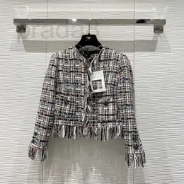Women's Blouses & Shirts designer Early spring new style French little fragrance celebrity fashionable woven tassel tweed silk lining temperament short jacket 1MHL
