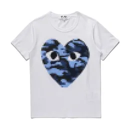 Tasarımcı Tee Erkek Tişörtleri CDG Com Des Garcons Mavi Büyük Kalp Kadın Tişört Tişört Tişört XL Marka Beyaz