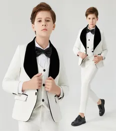 Boy Suits formale per il costume S039 White Jacquard Suit S Flower S Kids Wedding Tuxedo 2208135418911