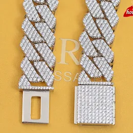 Design personalizado 15mm 18 polegadas 3 fila Chain Chain Men Hiphop Colar S925 Silver com Diando Jóias de Diamante Moissanita