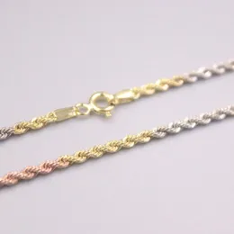 Correntes D Pure 18kt Multi-Tone Gold Woman Colar Chain Lucky Corda 2,9-3.1g 19,6 "L Jóias finas para presente de 2mmw