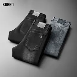 Men's Jeans KUBRO High Stretch Business Casual Comfortable Straight Leg Pants Spring Fashion Classic Trousers Pantalones Hombre 230306