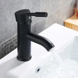 Robinets de lavabo de salle de bain Vidric noir SUS304 robinet de lavabo en acier inoxydable mitigeur mitigeur mat Torneira Banheiro