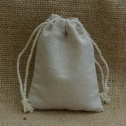 Vintage Linen Drawstring Bags Sack 8x10cm 3x4inch Makuep Jewelry Gift Packaging Pouch290Q