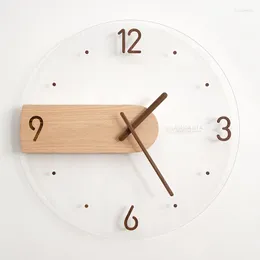 Wall Clocks Nordic Clock Modern Design Creative Solid Wood Acrylic Glass Living Room Home Decorative Decor Watches Brief