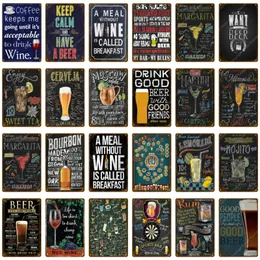 Beer Wine art painting Cocktail Metal Signs Home Decor Vintage Tin Signs Pub Home personalized Decorative Plates Bar Rules Wall tin Plaques Size 30X20CM w02