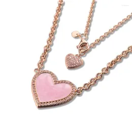 Correntes Silver 925 Jóias Pink Swirl Heart Collecting para mulheres Presente Sterling Charms Original Pingingchains