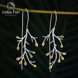 Öron manschett lotus roligt verklig 925 sterling silver örhängen naturliga kreativa fina smycken uttalande träd mode droppe örhängen för kvinnor brincos 230306