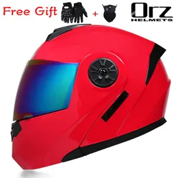Capacetes de motocicletas visor duplo capacete modular virar para cima Face Face Face Moto Casco Casco Motocicleta Capacete