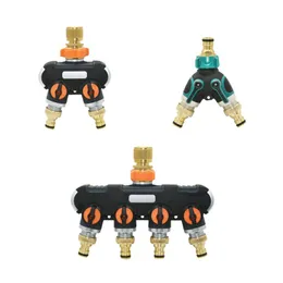 Watering Equipments Garden 2/4-Way Tap Hose Water Splitter 1/2 3/4 Inch Thread With Nipple Quick Connector Irrigation Valve 1 Set