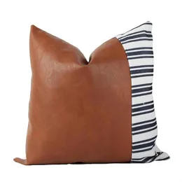 Almofada Cushion Pillow Faux Leather e algodão decorativo Covers Covers de decoração de casa moderna Decencente Sala Quarto Quarto Cu231V